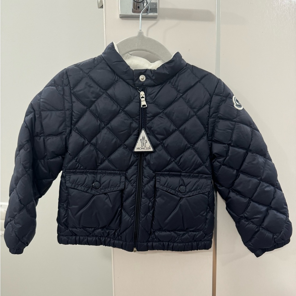 AUTHENTIC MONCLER Binic Diamond-Quilted Jacket, Navy, Size 2T